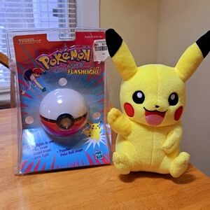 VTG POKEMON FLASHLIGHT NIP PIKACHU NINTENDO 2000 ASH POKEBALL